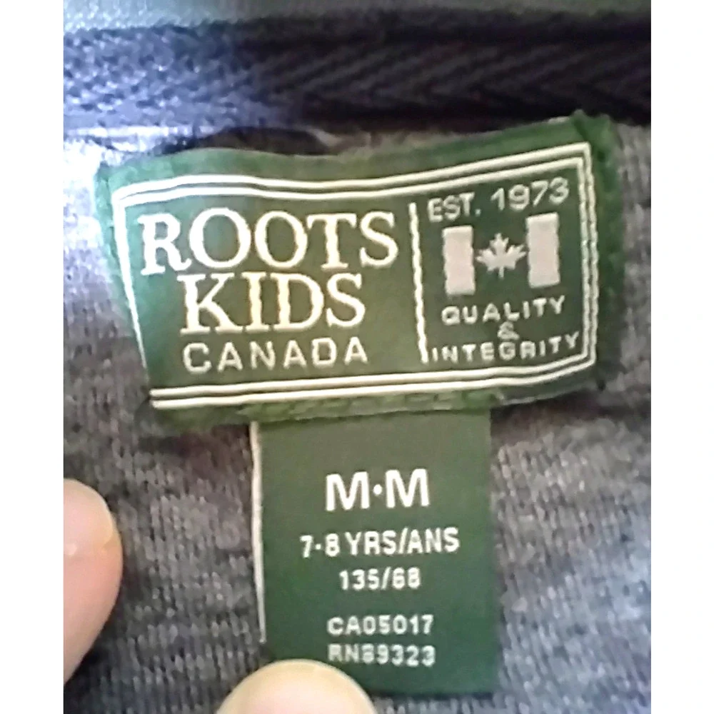 Roots Kids Track Jacket Boys M 7 8 Full Zip Raglan Athletic Pockets Black Gray